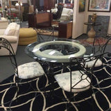 Black Iron & Glass Round Table & Chairs
