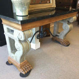 60"x20"x24" Cement Composite with Black Marble Top Console