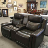 Power Reclining Leather Sofa with Center Console
