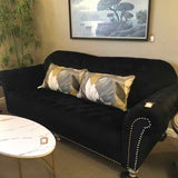 Ashley Furniture Black Velvet Tufted Sofa