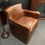 Pottery Barn Saddle Brown Leather Petite Club Chair
