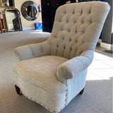 Pottery Barn "Radcliffe" Tufted Oatmeal Chair on Casters