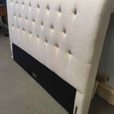 Linen Tufted Headboard & Footboard w/Floral Button Detail