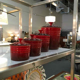 SET OF 4 Le Creuset "Cerise" Canisters