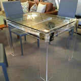 Interlude Pierre Modern Acrylic/Metal/Glass Backgammon Game Table w/ Four Chairs