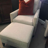 Vanguard Reclining Back Chair & Ottoman Oatmeal Chevron Pattern