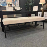 GABBY Transitional White Metal & Fabric Bench