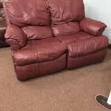 Burgundy Leather Manual Reclining Love Seat