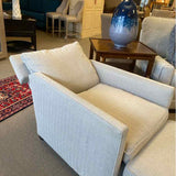 Vanguard Reclining Back Chair & Ottoman Oatmeal Chevron Pattern