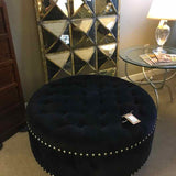 Ashley Furniture Tufted Black Velvet Ottoman