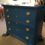 Vintage Cerulean Blue Chest of Drawers