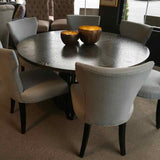 Round Table & Chairs Charcoal with Pedestal Base & 6 Chairs