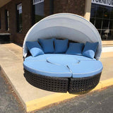 Frontgate Patio Set All Weather Wicker Daybed with Cushions & Umbrella