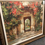 Fountain in Garden Scene with Gold Frame