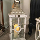 Rustic Lantern Candle Holder with Faux Candle