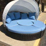 Frontgate Patio Set All Weather Wicker Daybed with Cushions & Umbrella