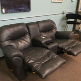 Charcoal Leather Manual Recliner Loveseat