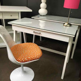 Desk Set White with Glass Top & Tulip 1 Drawer