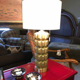 Gold Geometric Base Lamp with Double Pull