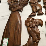 Wall Decor Vintage Wooden Snow White & 7 Dwarfs Hanging