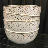 Set of 4 Dish(es) White Ceramic Bowls with Gold Trim