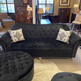 Ashley Furniture Black Velvet Tufted Sofa