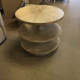 Vanguard Round Swivel 3 Tier Fenwick Gray End Table