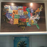 US License Plate Wood Panel Art