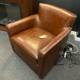 Pottery Barn Saddle Brown Leather Petite Club Chair