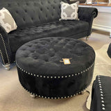 Ashley Furniture Tufted Black Velvet Ottoman