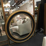 47" Round Navy/Gold Beveled Mirror