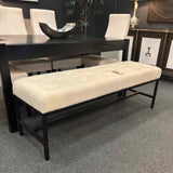 GABBY Transitional White Metal & Fabric Bench