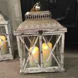 Rustic Lantern Candle Holder with Two Faux Candles