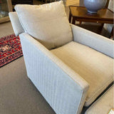 Vanguard Reclining Back Chair & Ottoman Oatmeal Chevron Pattern