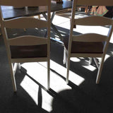 Ladder Back White/Brown Dining Side Chairs (PAIR)