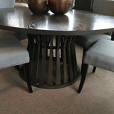 Round Table & Chairs Charcoal with Pedestal Base & 6 Chairs