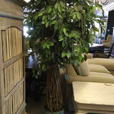 Floral Arrangement/Greenery/Tree Faux Ficus Tree in Patinaed Metal Pot