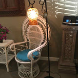 Floor Lamp with Hanging Amber Glass Globe