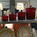 SET OF 4 Le Creuset "Cerise" Canisters