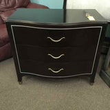 Bernhardt Dark Finish Three Drawer Nightstand with Brushed Nickel Pulls