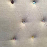 Linen Tufted Headboard & Footboard w/Floral Button Detail