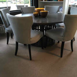 Round Table & Chairs Charcoal with Pedestal Base & 6 Chairs