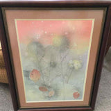 Framed Pastel Color WaterColor Floral Art