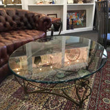 Metal and Glass Oval Coffee Table