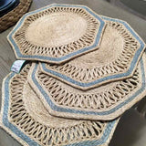 SET OF 4 Octagonal Rattan Placemats