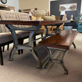 Table & Bench Multi Finish with Nickel Iron Base & 3 Chairs