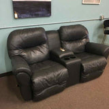 Charcoal Leather Manual Recliner Loveseat