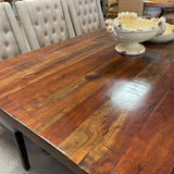 Table & Bench Multi Finish with Nickel Iron Base & 3 Chairs