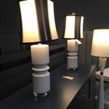 PAIR of White Lamps with Black & White Shades