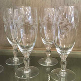SET OF 8 Vintage Etched Port Glasses